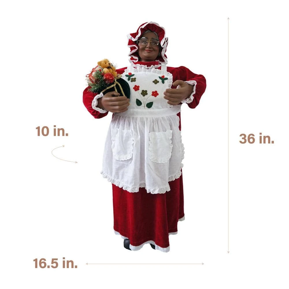 36 In. Music And Motion Mrs. Claus With Apron, Standing Decor, Christmas Animatronic 2 36 In. Music And Motion Mrs. Claus With Apron, Standing Decor, Christmas Animatronic - Image 2