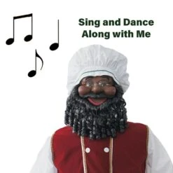 58-In African American Dancing Santa With Apron, Christmas Cookie Garland, Standing Decor, Motion-Activated Animatronic -Northlight Shop fraser hill farm christmas figurines fsc058 2rd2 aa 1f 1000