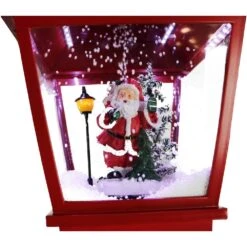 71 In. Double Musical Lamp Post With 2 Red Lanterns And Snow Function -Northlight Shop fraser hill farm christmas figurines fssl074a gn 1f 1000