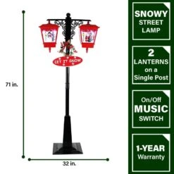 71 In. Double Musical Lamp Post With 2 Red Lanterns And Snow Function -Northlight Shop fraser hill farm christmas figurines fssl074a gn 40 1000