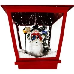 71 In. Double Musical Lamp Post With 2 Red Lanterns And Snow Function -Northlight Shop fraser hill farm christmas figurines fssl074a gn 4f 1000