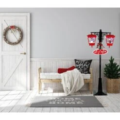 71 In. Double Musical Lamp Post With 2 Red Lanterns And Snow Function -Northlight Shop fraser hill farm christmas figurines fssl074a gn 77 1000