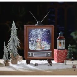 21 In. Christmas Retro TV Shadowbox With Windmill Scene And Music 12 21 In. Christmas Retro TV Shadowbox With Windmill Scene And Music -Northlight Shop fraser hill farm christmas figurines fstv021a br2 40 1000