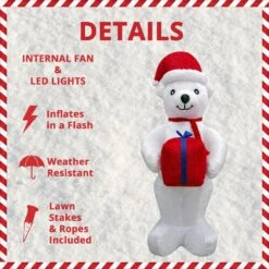 8 Ft. Pre-Lit Plush Polar Bear Christmas Inflatable -Northlight Shop fraser hill farm christmas inflatables fhfinplrbr08 1l 40 1000