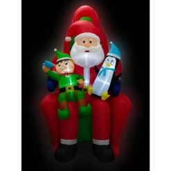 10 Ft. Pre-Lit Santa, Elf And Penguin Christmas Inflatable