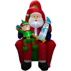 10 Ft. Pre-Lit Santa, Elf And Penguin Christmas Inflatable -Northlight Shop fraser hill farm christmas inflatables fhfinsanta010 1l 66 1000