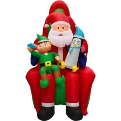 10 Ft. Pre-Lit Santa, Elf And Penguin Christmas Inflatable -Northlight Shop fraser hill farm christmas inflatables fhfinsanta010 1l 76 1000