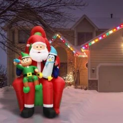 10 Ft. Pre-Lit Santa, Elf And Penguin Christmas Inflatable -Northlight Shop fraser hill farm christmas inflatables fhfinsanta010 1l a0 1000