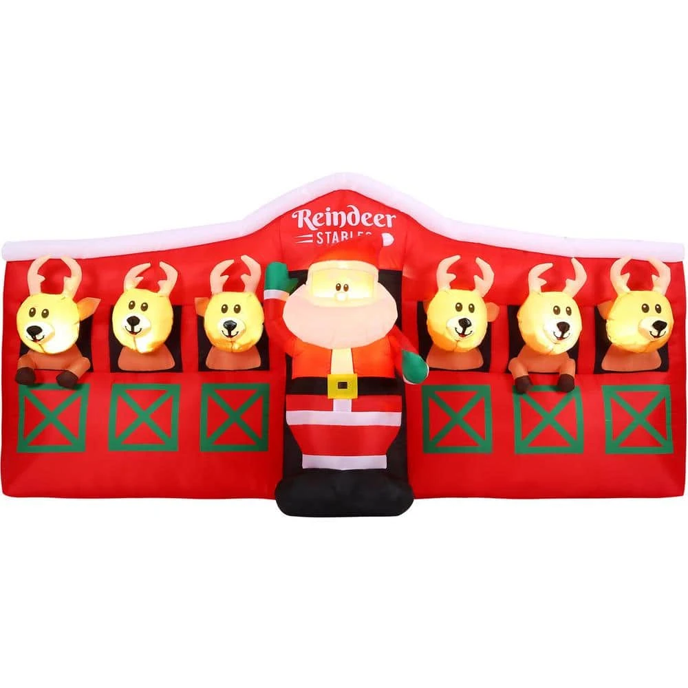 9 Ft. Wide Pre-Lit Inflatable Santa In Reindeer Stable 13 9 Ft. Wide Pre-Lit Inflatable Santa In Reindeer Stable - Image 13