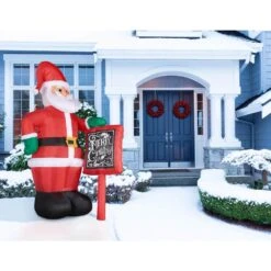 10 Ft. Santa Claus With Sign Christmas Inflatable With Lights -Northlight Shop fraser hill farm christmas inflatables fhfsanta105 l 31 1000