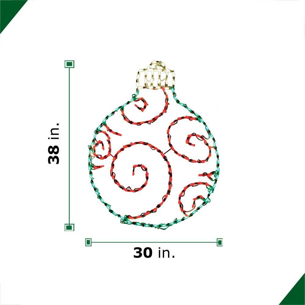 3 Ft. 156-Light LED Green/Red Round Ornament Novelty Light 2 3 Ft. 156-Light LED Green/Red Round Ornament Novelty Light - Image 2