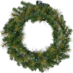 48 In. Southern Peace Artificial Holiday Wreath With Multi-Colored Battery-Operated LED String Lights