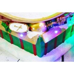 34.5 In. Christmas Musical Santa And Flying Sleigh Ornament In Red With Long-Lasting LED Lights -Northlight Shop fraser hill farm christmas yard decorations ffrs034 orn3 rd fa 1000