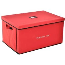 Red Polyester Christmas Ornament Storage Bag With 3-Drawers And Removable Dividers -Northlight Shop fraser hill farm decoration storage ffsborn027 rd 66 1000