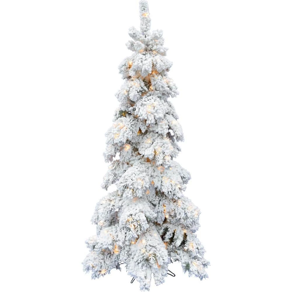 4 Ft. Elk PreLit Mountain Snow Flocked Artificial Christmas Tree With Warm White LED Lights 1 4 Ft. Elk PreLit Mountain Snow Flocked Artificial Christmas Tree With Warm White LED Lights