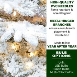 6.5 Ft. Pine Valley Flocked Artificial Christmas Tree, W/Smart Multi-Color Clear LED Lights, Remote, Easy Connect -Northlight Shop fraser hill farm pre lit christmas trees ffpv065 6sn a0 1000