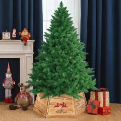 Natural Wood Christmas Tree Collar With Deer Pattern Panels Foldable Ring Box Cover And Festive Base Wrap 9 Natural Wood Christmas Tree Collar With Deer Pattern Panels Foldable Ring Box Cover And Festive Base Wrap -Northlight Shop gardenised christmas tree collars qi004868 4f 1000