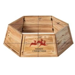 Natural Wood Christmas Tree Collar With Deer Pattern Panels Foldable Ring Box Cover And Festive Base Wrap 12 Natural Wood Christmas Tree Collar With Deer Pattern Panels Foldable Ring Box Cover And Festive Base Wrap -Northlight Shop gardenised christmas tree collars qi004868 fa 1000