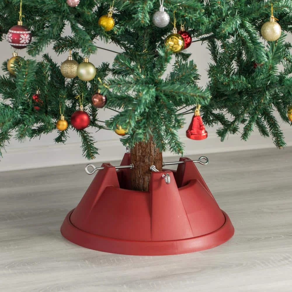 Red Plastic Christmas Tree Stand With Screw Fastener 5 Red Plastic Christmas Tree Stand With Screw Fastener - Image 5