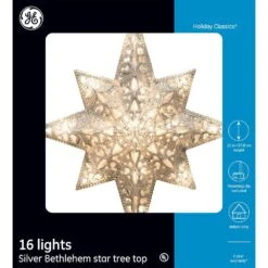Holiday Classics 11 In. 16-Light Silver Glittered Bethlehem Star Tree Top -Northlight Shop ge christmas tree toppers 71080hd 66 1000