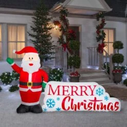5.5 Ft. H X 8.5 Ft. L Airblown Inflatable Santa And Merry Christmas Scene -Northlight Shop gemmy christmas inflatables 114612x 4f 1000