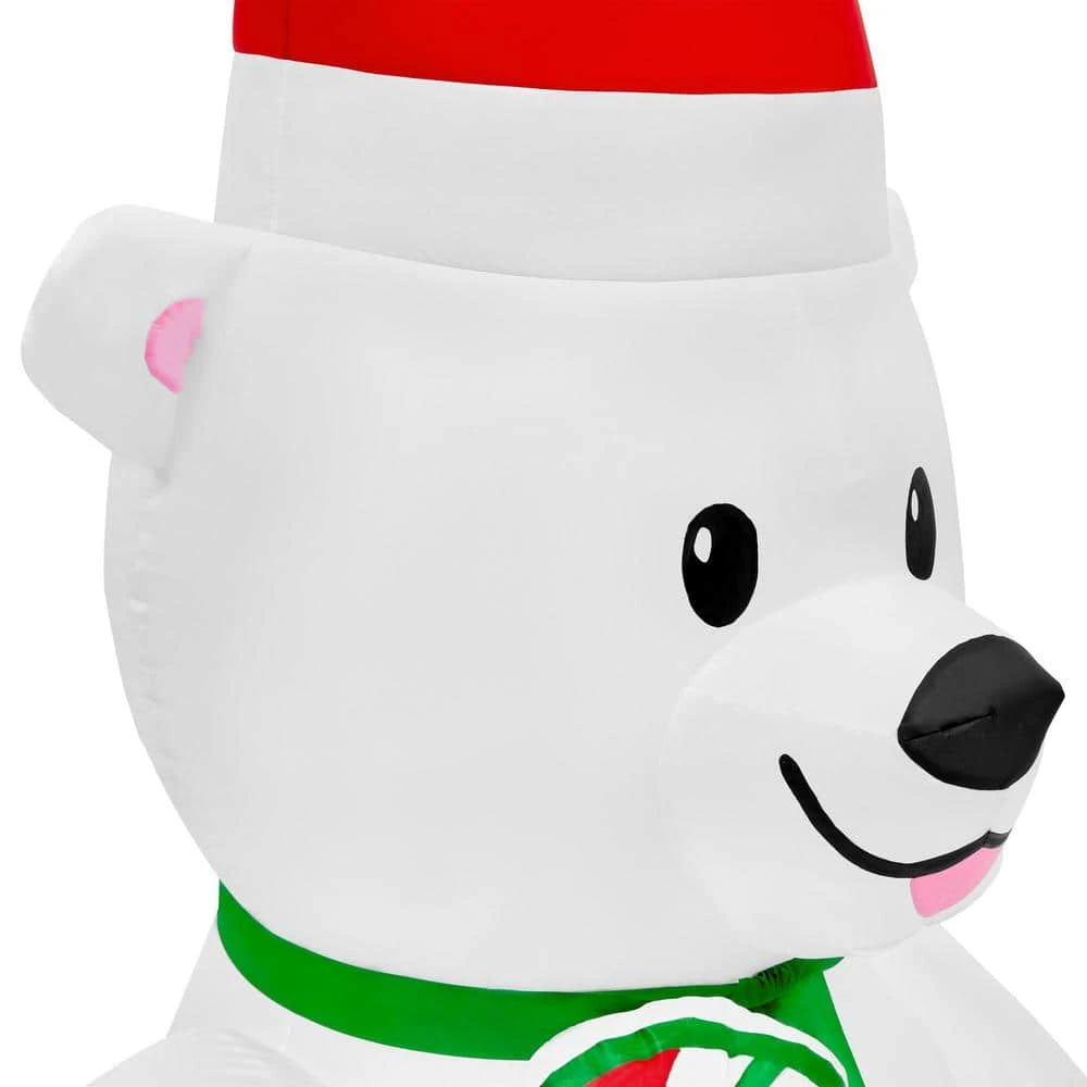 6 Ft Pre-Lit LED Airblown Polar Bear With Lollipop Christmas Inflatable 4 6 Ft Pre-Lit LED Airblown Polar Bear With Lollipop Christmas Inflatable - Image 4