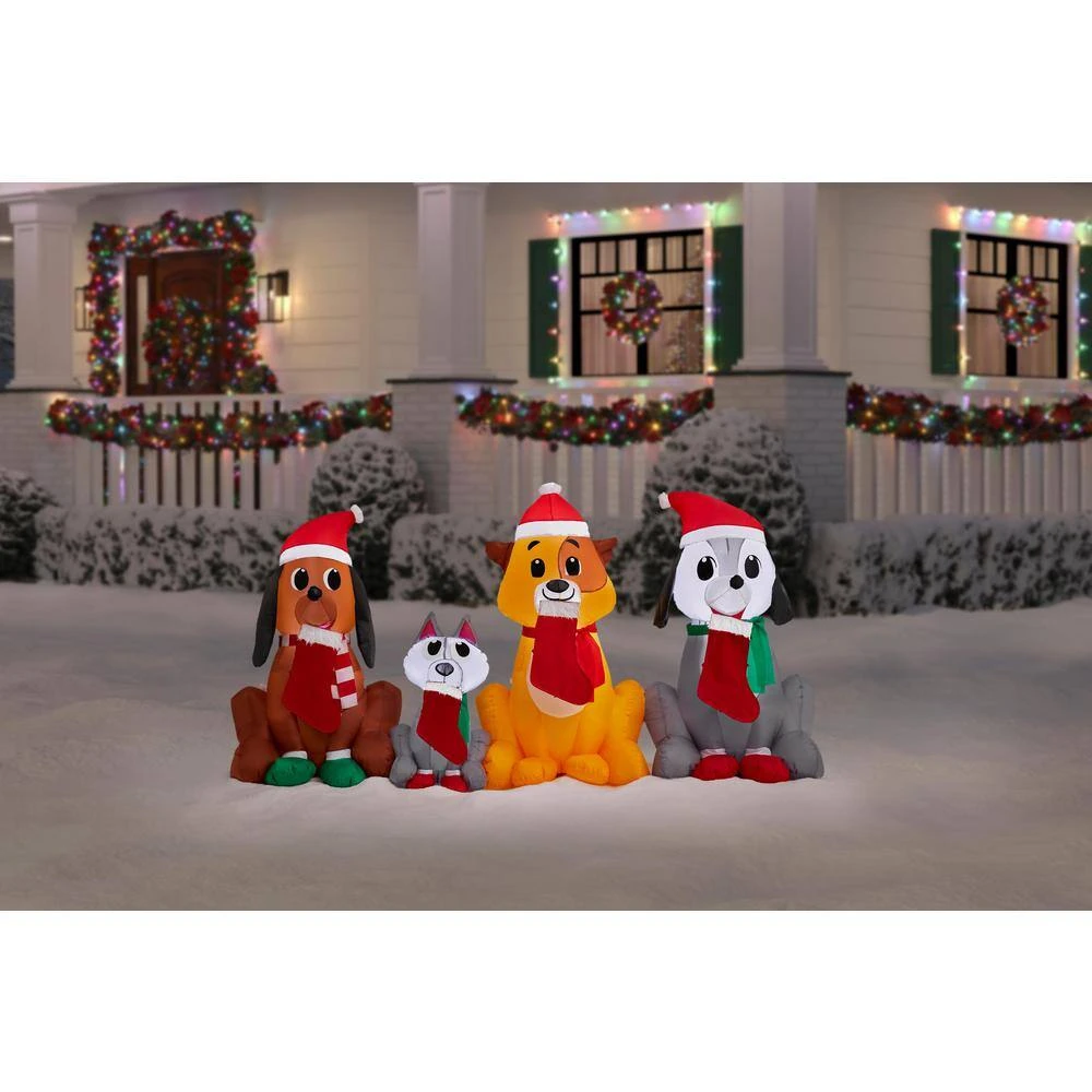 7.5 Ft Pre-Lit LED Airblown Stocking Pet Pals Christmas Inflatable 2 7.5 Ft Pre-Lit LED Airblown Stocking Pet Pals Christmas Inflatable - Image 2