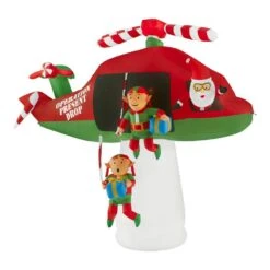8 Ft Pre-Lit LED Animated Santa And Elves In Helicopter Scene Christmas Inflatable -Northlight Shop gemmy christmas inflatables 39426 40 1000