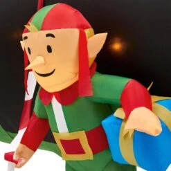 8 Ft Pre-Lit LED Animated Santa And Elves In Helicopter Scene Christmas Inflatable -Northlight Shop gemmy christmas inflatables 39426 a0 1000