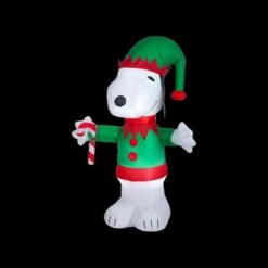 5 Ft. Tall Airblown-Snoopy As Elf-MD-Peanuts (WM) Inflatable