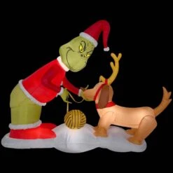 Holiday 5.12 Ft. H X 6.5 Ft. W Inflatable Airblown Grinch And Max Scene -Northlight Shop gemmy christmas inflatables g 11573 66 1000