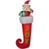 7 Ft. Airblown Stocking With Teddy Bear Christmas Inflatable -Northlight Shop gemmy christmas inflatables g 14982 64 1000