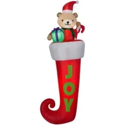 7 Ft. Airblown Stocking With Teddy Bear Christmas Inflatable