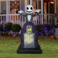 6 Ft. Animated Airblown-Pop-Up Jack Skellington In Tombstone-Disney