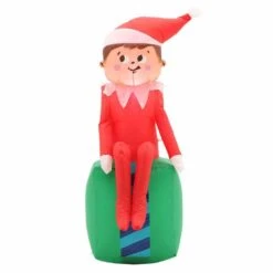 3.5 Ft. LED Inflatable Elf On Present -Northlight Shop gemmy christmas inflatables g 35847 1f 1000