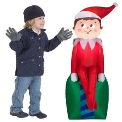 3.5 Ft. LED Inflatable Elf On Present -Northlight Shop gemmy christmas inflatables g 35847 4f 1000
