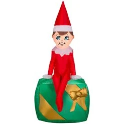 3.5 Ft. LED Inflatable Elf On Present -Northlight Shop gemmy christmas inflatables g 35847 c3 1000