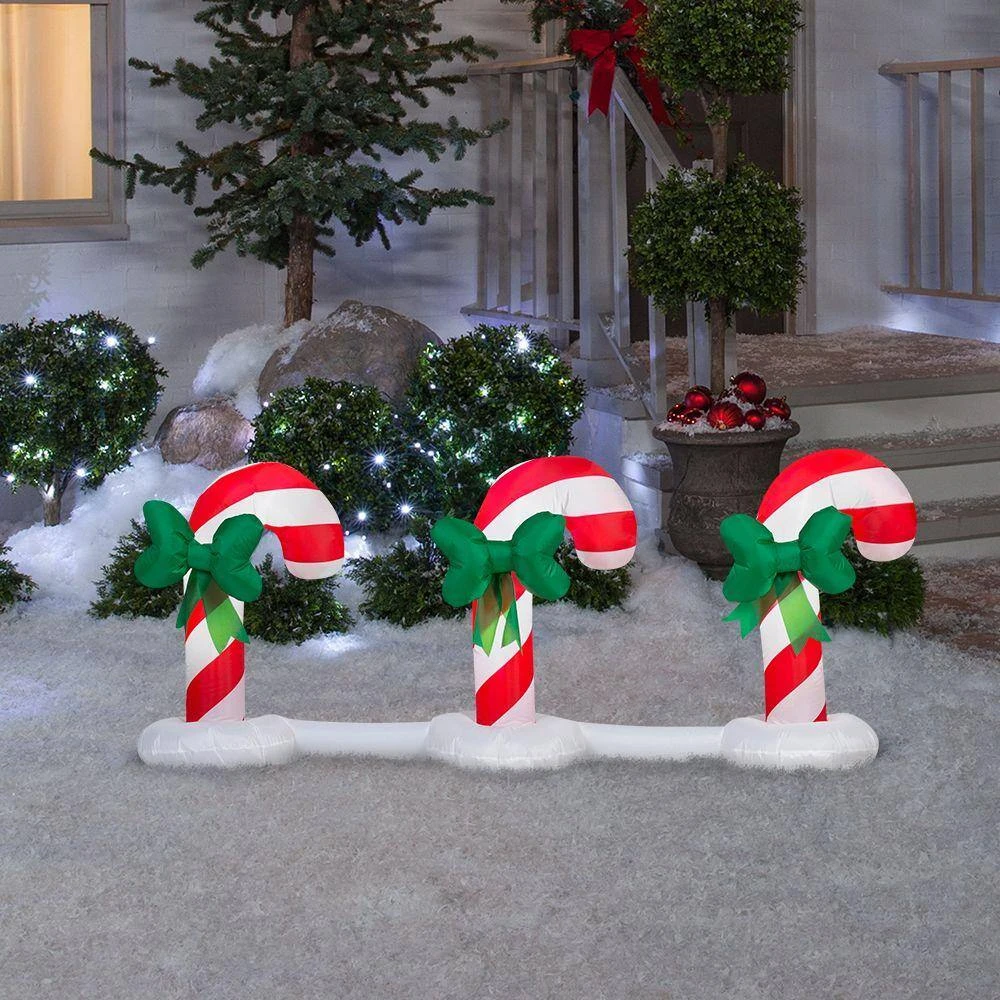 66.14 In. W X 14.57 In. D X 24.02 In. H Lighted Inflatable Candy Cane Pathway (3-Count) 2 66.14 In. W X 14.57 In. D X 24.02 In. H Lighted Inflatable Candy Cane Pathway (3-Count) - Image 2