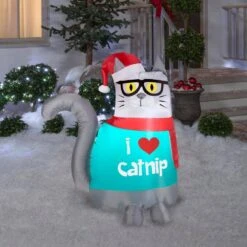 3.5 Ft. H Inflatable Airblown Christmas Nerdy Cat -Northlight Shop gemmy christmas inflatables g 89855 1f 1000