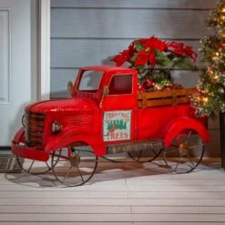 42 In. L X 22 In. Solar Lighted Metal Truck -Northlight Shop gerson international christmas figurines 2420210ec 31 1000