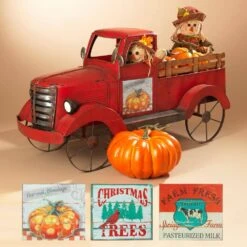 42 In. L X 22 In. Solar Lighted Metal Truck -Northlight Shop gerson international christmas figurines 2420210ec 4f 1000