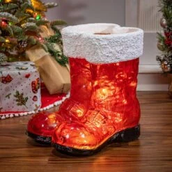 16.3 In. H B/O Lighted Resin Holiday Santa Boots With 10 LED Lights 5 16.3 In. H B/O Lighted Resin Holiday Santa Boots With 10 LED Lights -Northlight Shop gerson international christmas figurines 2592270ec 31 1000