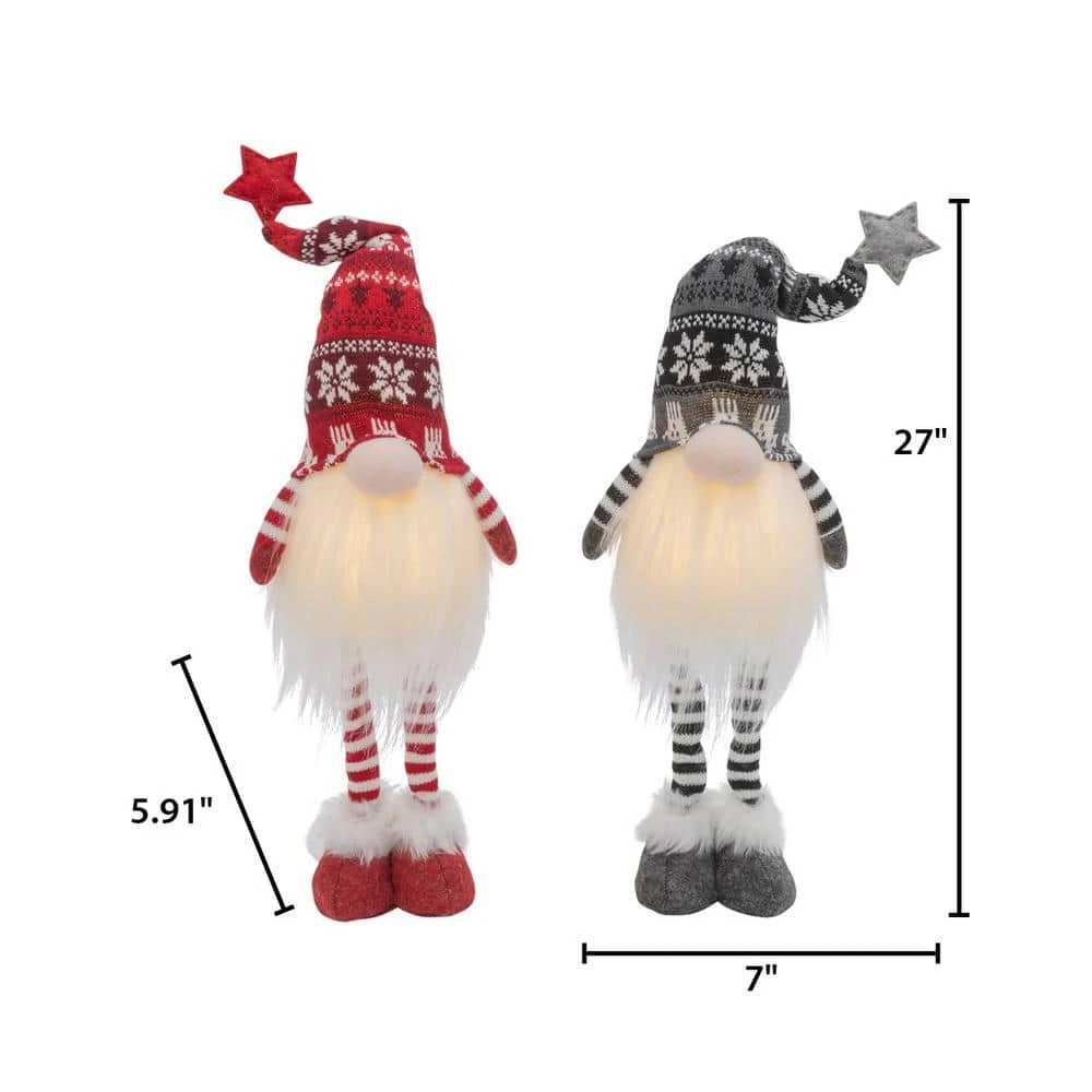 26.7 In. H Battery Operated Lighted Holiday Plush Gnomes (Set Of 2) 2 26.7 In. H Battery Operated Lighted Holiday Plush Gnomes (Set Of 2) - Image 2
