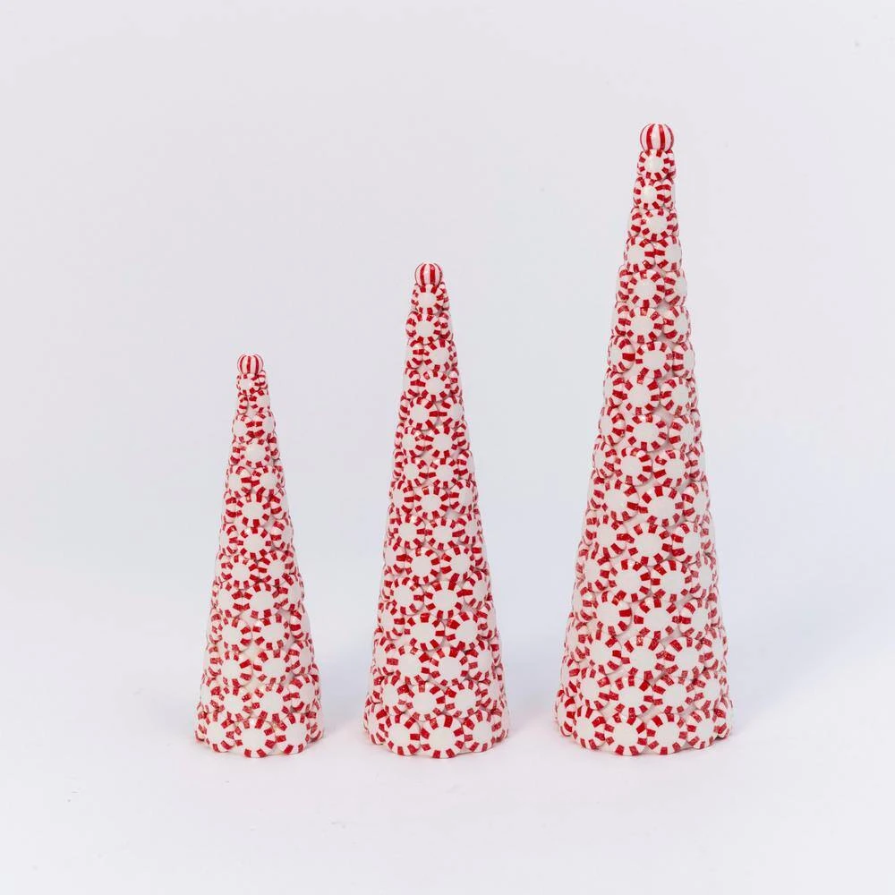 Set Of 3 Clay Whimsical Traditional Peppermint Candy Trees 4 Set Of 3 Clay Whimsical Traditional Peppermint Candy Trees - Image 4