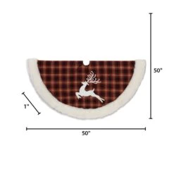 48 In. D Christmas Buffalo Plaid Tree Skirt With Deer -Northlight Shop gerson international christmas tree skirts 2361760ec deer c3 1000
