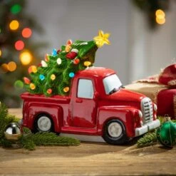 7.48 In. H Christmas Village B/O Lighted Dolomite Holiday Truck With Tree -Northlight Shop gerson international christmas villages 2533710ec 31 1000