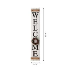 60 In. H Wooden Welcome Porch Sign With 4 Changable Wreathes (Spring/Patriotic/Fall/Christmas) -Northlight Shop glitzhome christmas figurines 2004000003 4f 1000