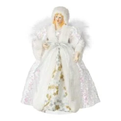 12 In. H White Faux Fur Christmas Angel Tree Top