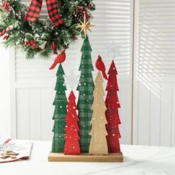 23.5 In. H Wooden Christmas Tree Table Decor (KD) -Northlight Shop glitzhome christmas figurines 2009800026 e1 1000