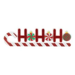 5 In. H Christmas Wooden Epoxy HOHOHO Candy Cane Table Decor -Northlight Shop glitzhome christmas figurines 2009900066 c3 1000